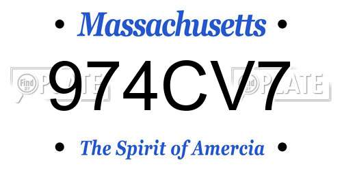 974CV7 Massachusetts License Plate