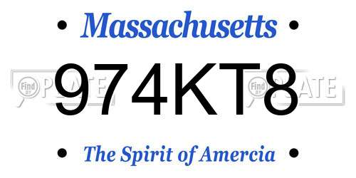974KT8 Massachusetts License Plate