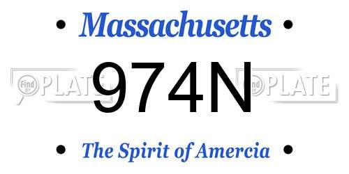 974N Massachusetts License Plate