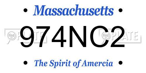 974NC2 Massachusetts License Plate