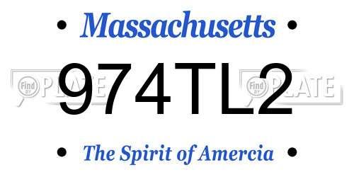 974TL2 Massachusetts License Plate