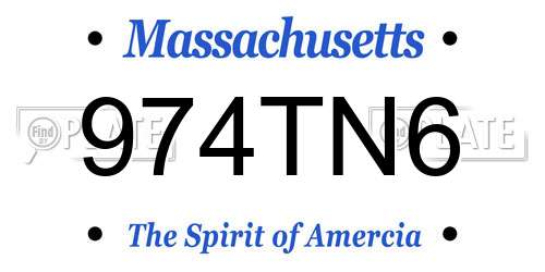 974TN6 Massachusetts License Plate