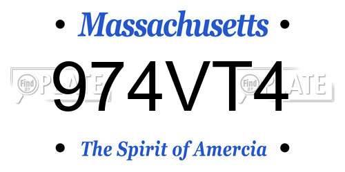 974VT4 Massachusetts License Plate