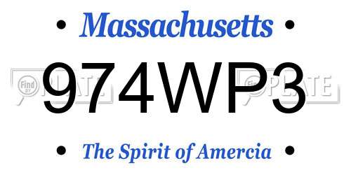 974WP3 Massachusetts License Plate