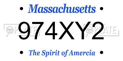 974XY2 Massachusetts License Plate