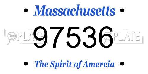 97536 Massachusetts License Plate