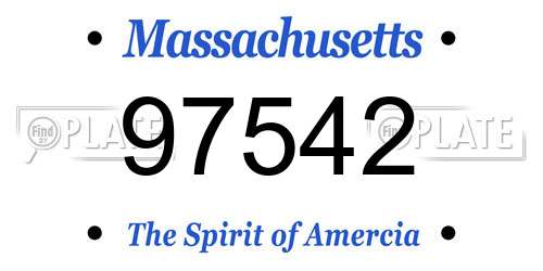 97542 Massachusetts License Plate