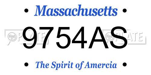 9754AS Massachusetts License Plate