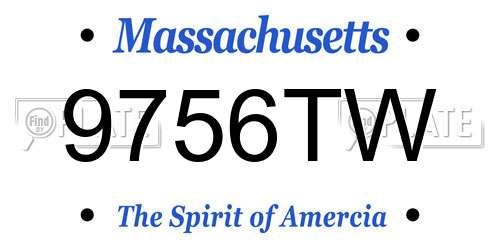9756TW Massachusetts License Plate