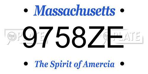 9758ZE Massachusetts License Plate