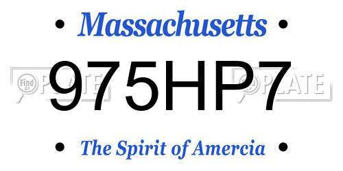 975HP7 Massachusetts License Plate