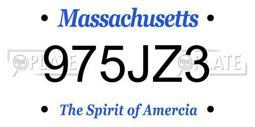 975JZ3 Massachusetts License Plate