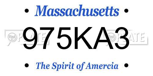 975KA3 Massachusetts License Plate