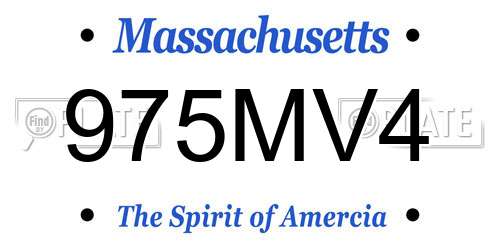 975MV4 Massachusetts License Plate