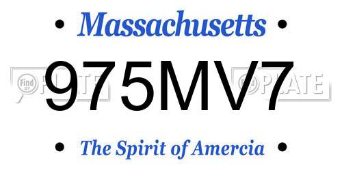 975MV7 Massachusetts License Plate