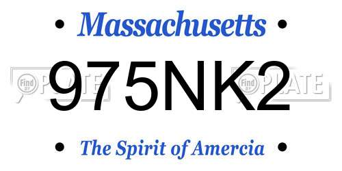 975NK2 Massachusetts License Plate