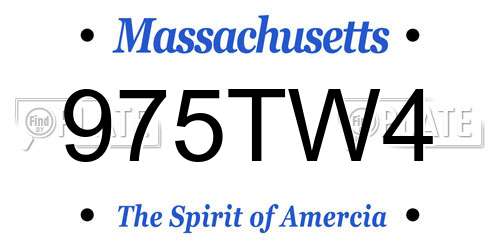975TW4 Massachusetts License Plate