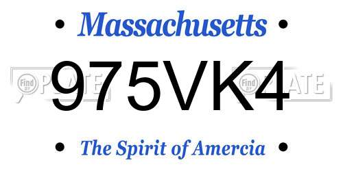 975VK4 Massachusetts License Plate