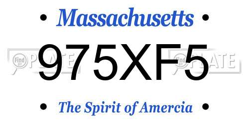 975XF5 Massachusetts License Plate