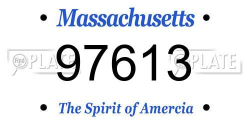 97613 Massachusetts License Plate
