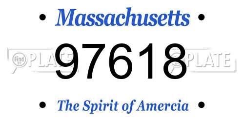 97618 Massachusetts License Plate