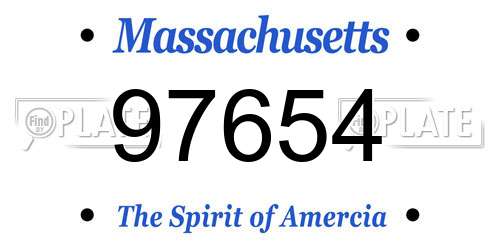 97654 Massachusetts License Plate