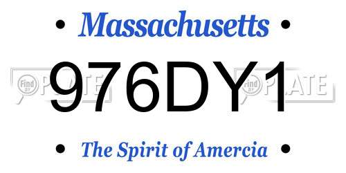 976DY1 Massachusetts License Plate