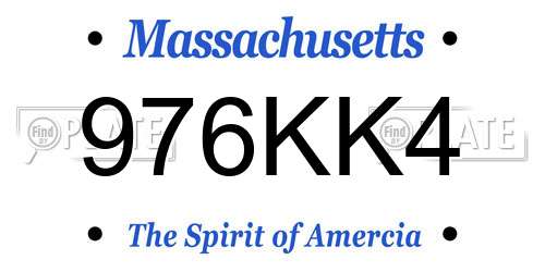 976KK4 Massachusetts License Plate