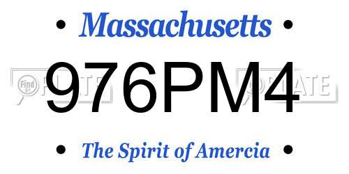 976PM4 Massachusetts License Plate