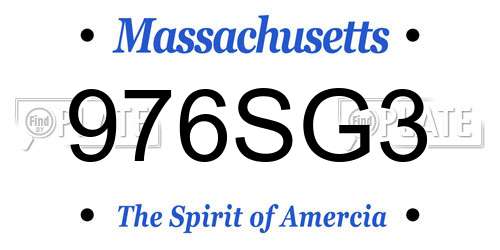 976SG3 Massachusetts License Plate