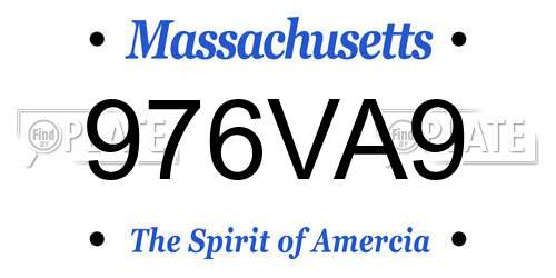 976VA9 Massachusetts License Plate