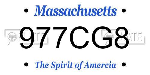 977CG8 Massachusetts License Plate
