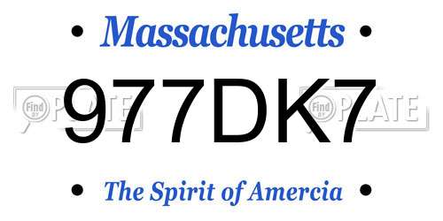 977DK7 Massachusetts License Plate