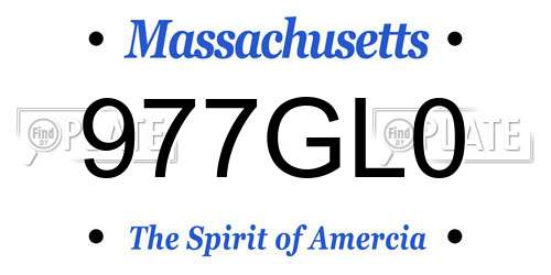 977GL0 Massachusetts License Plate