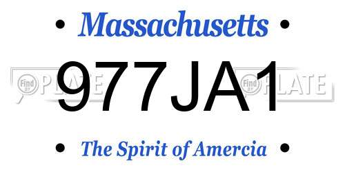 977JA1 Massachusetts License Plate