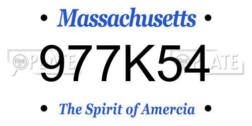 977K54 Massachusetts License Plate