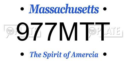 977MTT Massachusetts License Plate