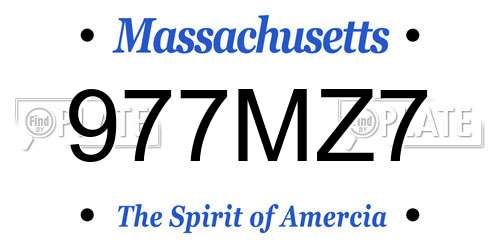 977MZ7 Massachusetts License Plate