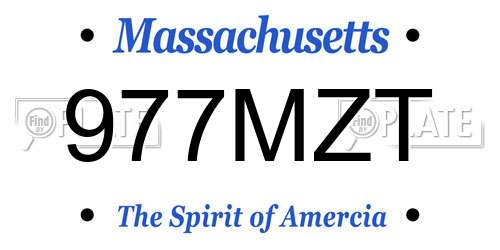 977MZT Massachusetts License Plate