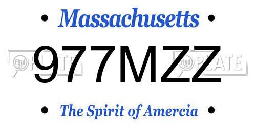 977MZZ Massachusetts License Plate