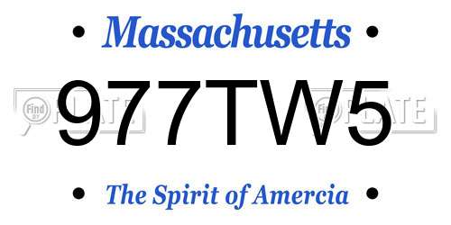 977TW5 Massachusetts License Plate