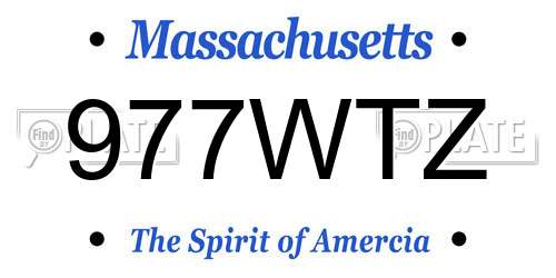 977WTZ Massachusetts License Plate