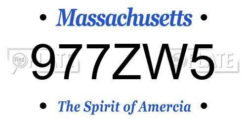 977ZW5 Massachusetts License Plate