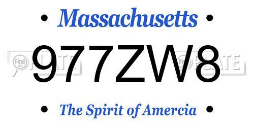 977ZW8 Massachusetts License Plate