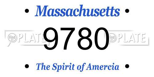 9780 Massachusetts License Plate