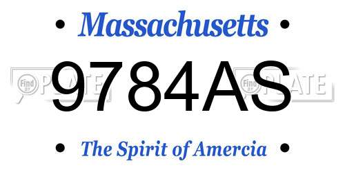 9784AS Massachusetts License Plate