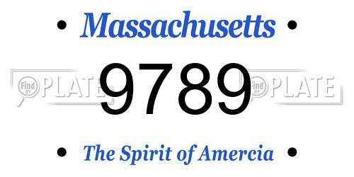 9789 Massachusetts License Plate
