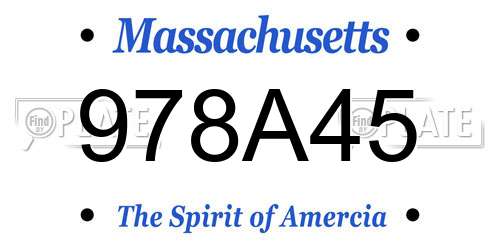 978A45 Massachusetts License Plate