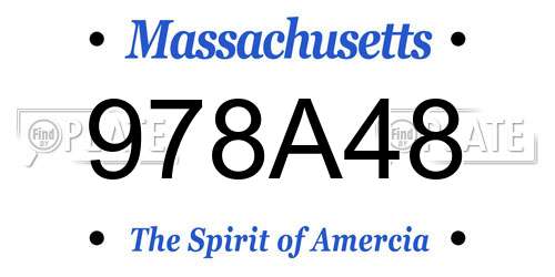 978A48 Massachusetts License Plate