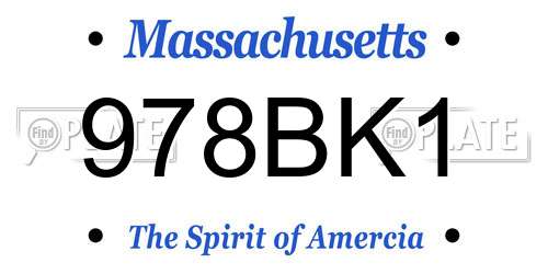 978BK1 Massachusetts License Plate